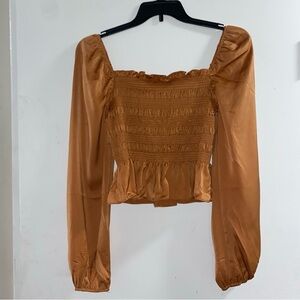 Elegant Women's‎ Brown Sz L Smocked Blouse